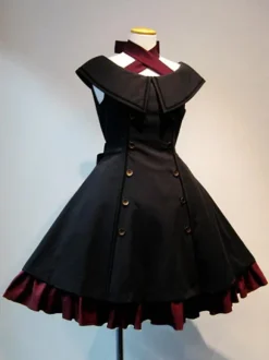 Halloween Gothic Lolita Dresses Ruffles Black