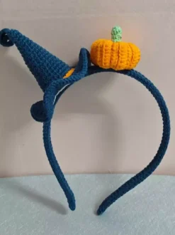 Halloween Handmade Crochet Pumpkin Hat Headband Orange Beanie Cute Hair Accessory For Girls