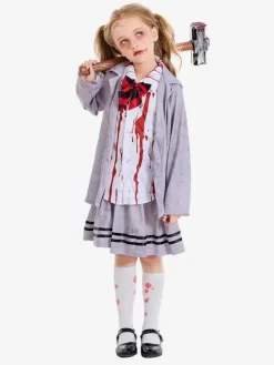 Halloween Kids Halloween Costumes Gray Halloween Set Kid's Polyester Cravat Skirt