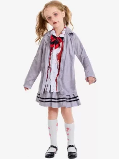 Halloween Kids Halloween Costumes Gray Halloween Set Kid's Polyester Cravat Skirt