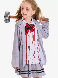 Halloween Kids Halloween Costumes Gray Halloween Set Kid's Polyester Cravat Skirt