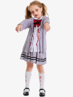 Halloween Kids Halloween Costumes Gray Halloween Set Kid's Polyester Cravat Skirt