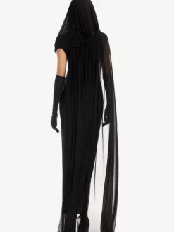 Halloween Witch Costumes For Women Black Scary  Headwear Polyester Tunic Dress Holidays Costumes Full Set