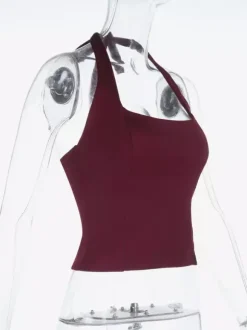 Halter Backless Crop Top - Sexy Balletcore Exposed Back Zipper Cami - Coquette Aesthetic Night Out Slim Fit Tank 2026