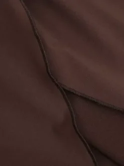 Halter Deep V Neck Maxi Dress For Women - Brown Slinky Ruched Backless Bodycon Gown - Summer Evening Party 2026