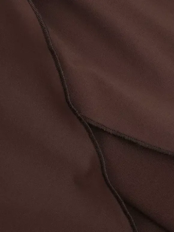 Halter Deep V Neck Maxi Dress For Women - Brown Slinky Ruched Backless Bodycon Gown - Summer Evening Party 2026