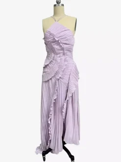 Halter Neck Ruffled Chiffon Maxi Gown With Irregular Hem For Special Events 2026