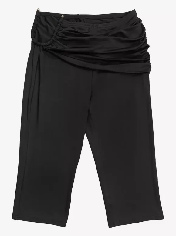 Halter Twist Cutout Crop Top Ruched Capri Pants 2 Piece Set