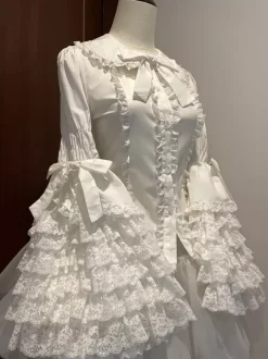 Harajuku Fashion Lolita Blouses Lolita Top White Long Sleeves Lace Bows Lolita Shirt