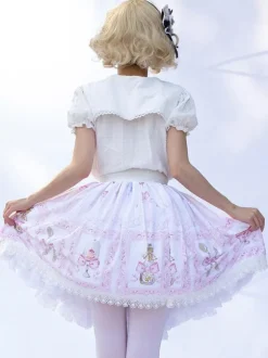 Harajuku Fashion Lolita SK Floral Print Light Pink Ruffles Lolita Skirts