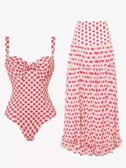 Heart Pattern One-piece Swimsuit And Maxi Skirt Set For Summer 2026