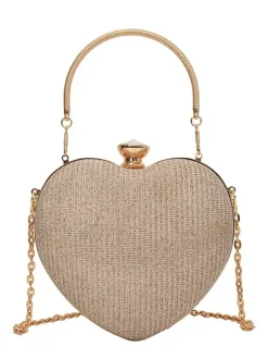 Heart Shaped Crossbody Bag With Chain Shiny Party Clutch For Women 2026