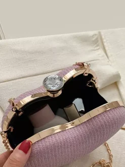 Heart Shaped Crossbody Bag With Chain Shiny Party Clutch For Women 2026