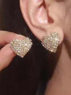 Heart Shaped Rhinestone Earrings For Women 2026