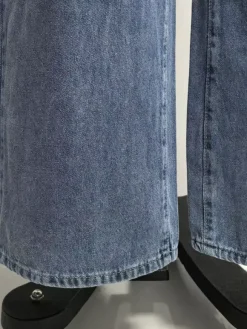 Heart Pocket Wide Leg Jeans For Women - Acid Wash Blue Y2K Baggy Straight Denim Pants - Spring Date Night Streetwear 2026