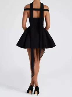 Heart-Shaped Neckline Off-Shoulder Mini Dress In Black 2026