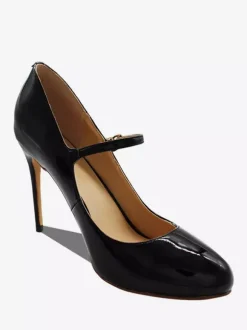 High Heel Mary Jane Shoes Black Buckle Round Toe Stiletto Heel Pumps