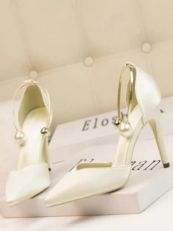 High Heel Party Shoes Olive Pointed Toe Stiletto Heel Evening Shoes Ankle Heels
