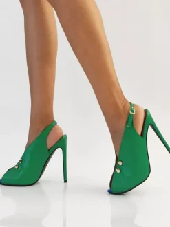 High Heel Pumps Peep Toe Designed High Heel Slingback Pumps