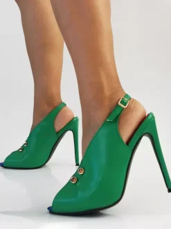 High Heel Pumps Peep Toe Designed High Heel Slingback Pumps