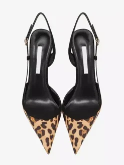 High Heel Pumps Women's Pointed Toe Leopard Slingback Dress Shoes