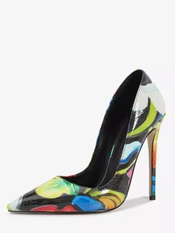 High Heel Pumps Women's Pointed Toe Patterned Slip On Dress Shoes