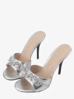 High Heel Sandal Slides Open Toe Rhinestones Sandal Slippers