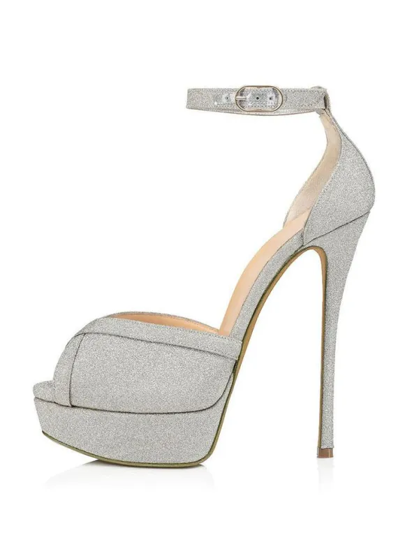 High Heel Sandals Black Polyester Peep Toe Prom shoes Women Party Shoes