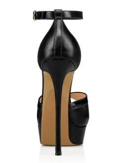 High Heel Sandals Black Polyester Peep Toe Prom shoes Women Party Shoes