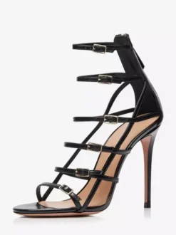 High Heel Sandals Women's Open Toe Buckles Detail Strappy Sandal Shoes