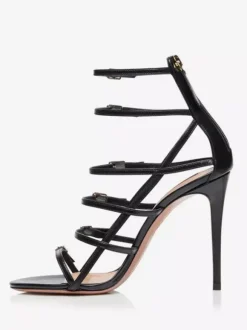 High Heel Sandals Women's Open Toe Buckles Detail Strappy Sandal Shoes