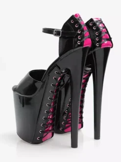 High Heel Sexy Sandals Grass Green PU Leather Round Toe 3.9