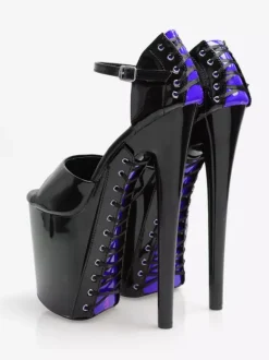 High Heel Sexy Sandals Grass Green PU Leather Round Toe 3.9