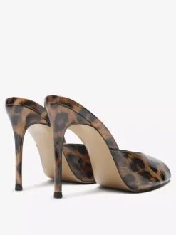 High Heel Mules Peep Toe Black Stiletto Heel Backless Sandals