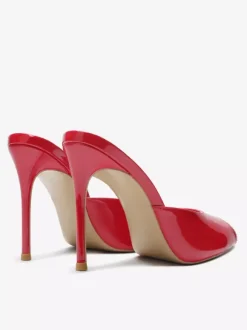High Heel Mules Peep Toe Black Stiletto Heel Backless Sandals