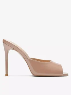 High Heel Mules Peep Toe Black Stiletto Heel Backless Sandals