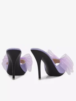 High Heel Mules White Open Toe Bow Backless Pumps For Women