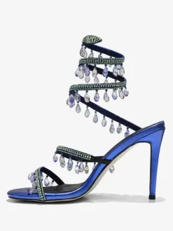 High Heel Prom Sandals Women Open Toe Rhinestones Lace Up Party Shoes