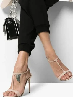 High Heel Sandals Black Patent PU Upper Round Toe Prom shoes Women Party Shoes