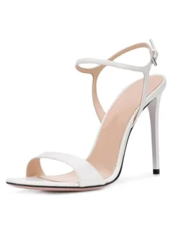 High Heel Sandals Black Patent PU Upper Round Toe Prom shoes Women Party Shoes
