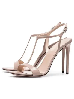 High Heel Sandals Black Patent PU Upper Round Toe Prom shoes Women Party Shoes