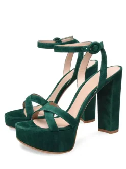 High Heel Sandals Green Micro Suede Upper Round Toe Prom shoes Women Party Shoes