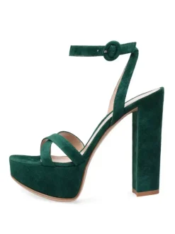 High Heel Sandals Green Micro Suede Upper Round Toe Prom shoes Women Party Shoes