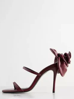 High Heel Sandals Women's Open Toe Strappy Flower Detail Party Shoes