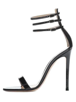 High Heel Sandals Womens Triple Straps Open Toe Ankle Strap Stiletto Heel Sandals