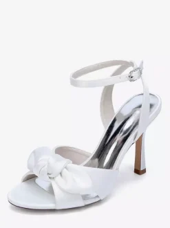 High Heel Wedding Shoes Satin Bow Bridal Sandal Shoes