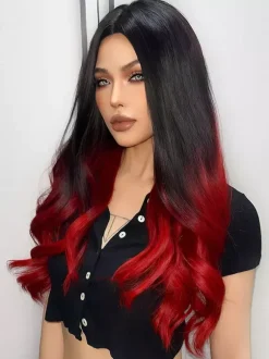 Highlighted Long Curly Hair Wig Middle-parted Full Head Daily Wig For Women 2026