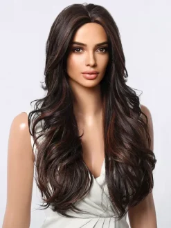 Highlighted Long Curly Hair Wig Middle-parted Full Head Daily Wig For Women 2026