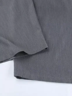 High Waist Pleated Drape Wide Leg Gray Suit Pants