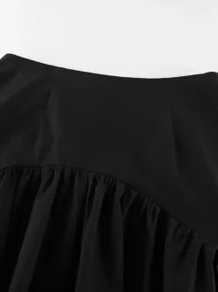 High Waist Ruffle High Low Hem Black Women Skirt Asymmetrical Midi Skirt